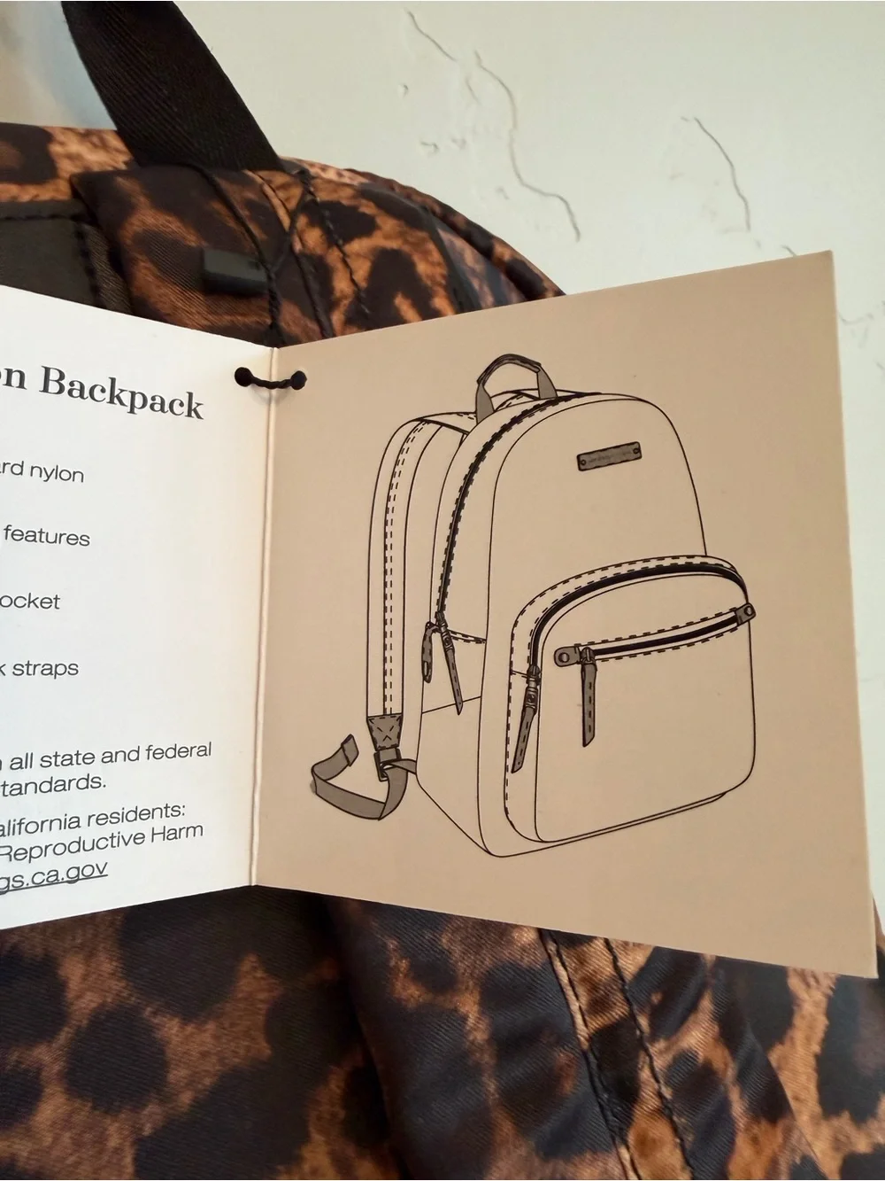 ADRIENNE VITTADINI Leopard Print Fashion Nylon Backpack